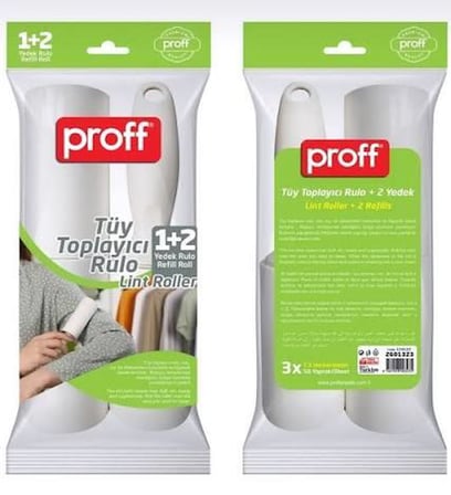Proff 2+1 Yedek Rulolu Geniş Evcil Hayvan Yapışkanlı Rulo Tüy Toplayıcı 50 Yaprak - 16 Cm. - 1 Adet