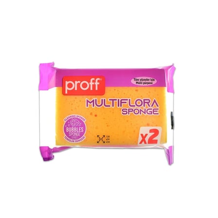 Proff Multiflora 2'li Soft Sünger - 14x9x3 Cm. - Tüm Yüzeyler İçin Bulaşık Süngeri - 10 Paket