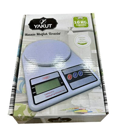 Yakut Hassas Dijital LCD Ekranlı Mutfak Terazisi Tartısı - 10 Kg. Kapasiteli - 1 Adet