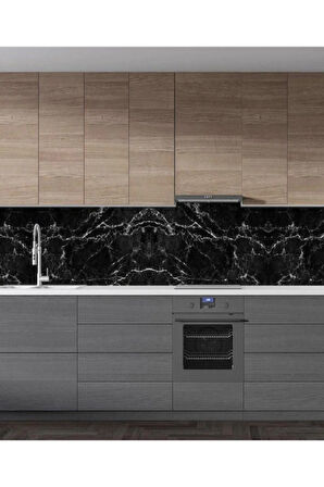 Mermer Desenli Siyah Tezgah Arasi Folyo Kaplama 5 Metre Tezgah Dolap Mutfak Kağıdı Yapışkanlı