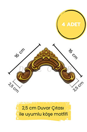 Dekoratif Polimer 2,5 cm Duvar Çıtası Uyumlu Köşe Motifi