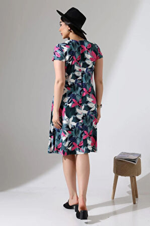 KADIN BÜYÜK BEDEN VİSKON İÇ GÖSTERMEZ ÇAN ELBİSE