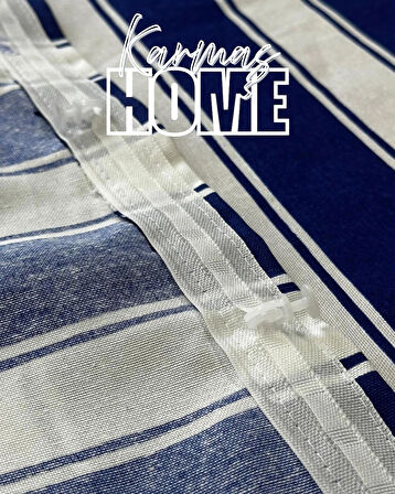 Balkon Perdesi Branda Kumaşı-Yağmur Geçirmez-Kalın-Bağcıklı-Düğmeli (Mavi/Beyaz)