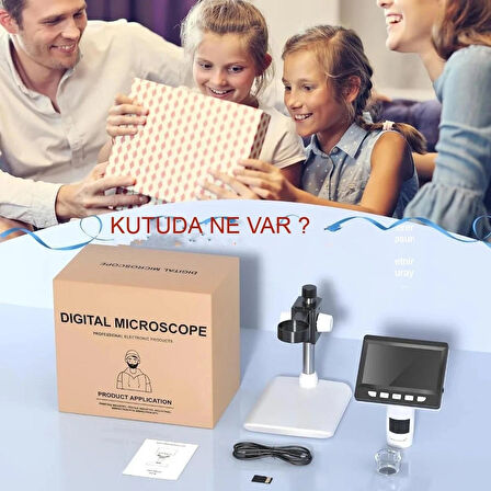Dijital Mikroskop 1000X 1080P LCD Ekran USB HD Mikroskop 50X-1000X Büyütme LED Işıklı Kamera Şarjlı