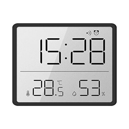 Mıknatıslı LCD Dijital Ekran Saat  Alarm Sıcaklık  Nem Göstergeli Pilli Şık Modern Tasarım