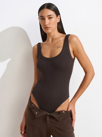 Koyu Kahve Askılı Bodysuit
