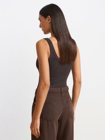 Koyu Kahve Askılı Bodysuit