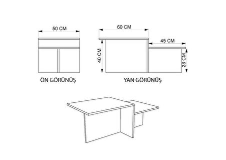 ALONEX HOME Diana Mermer Desenli Orta Sehpa