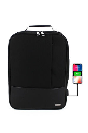 17.3'' Usb Çıkışlı Siyah Laptop Sırt Ve Omuz Çantası Suya Dayanıklı Yüzey Mat Ergonomik Omuz Askılı