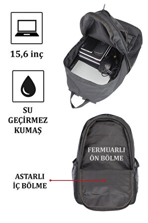 Basic Sırt Çantası 15,6 Inç Laptop Gözlü Suya Dayanıklı Kumaş