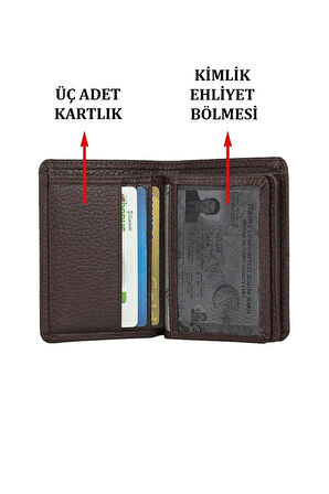 Hakiki Deri Kartlık Kimlik Ehliyet Kağıt Para Ve On Adet Kartlık Bölmeli Kartlık 0035