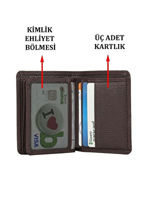 Hakiki Deri Kartlık Kimlik Ehliyet Kağıt Para Ve On Adet Kartlık Bölmeli Kartlık 0035