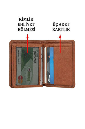 Hakiki Deri Kartlık Kimlik Ehliyet Kağıt Para Ve On Adet Kartlık Bölmeli Kartlık 0035