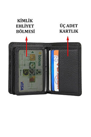 Hakiki Deri Cüzdan&kartlık Kimlik Ehliyet Kağıt Para Ve On Adet Bölmeli Kartvizit