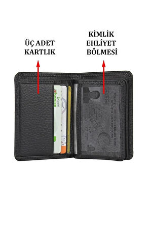 Hakiki Deri Cüzdan&kartlık Kimlik Ehliyet Kağıt Para Ve On Adet Bölmeli Kartvizit