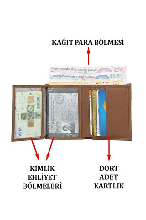 Deri Erkek Kartvizit Cüzdan&kartlık Ehliyet Kimlik Ve Kağıt Para Bölmeli