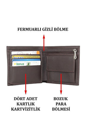 Deri Kartvizitlik&cüzdan Ehliyet Kimlik Bozuk Ve Kağıt Para Bölmeli Kartlık