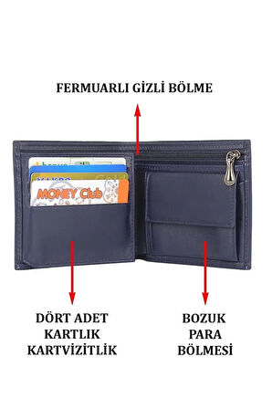 Deri Kartvizitlik&cüzdan Ehliyet Kimlik Bozuk Ve Kağıt Para Bölmeli Kartlık