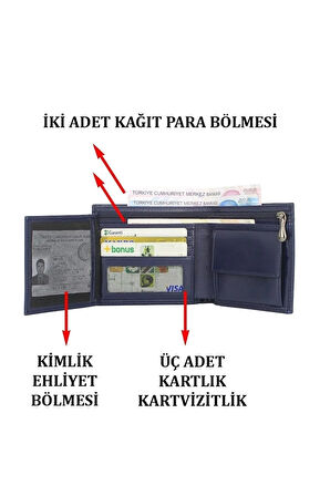 Deri Kartvizitlik&cüzdan Ehliyet Kimlik Bozuk Ve Kağıt Para Bölmeli Kartlık