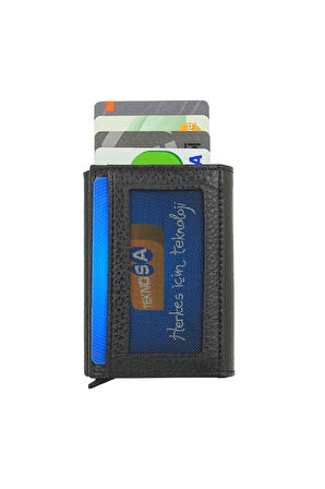 Otamatik Mekanizmalı Kartvizitlik Mıknatıslı Banknot Para Bölmeli Kartlık