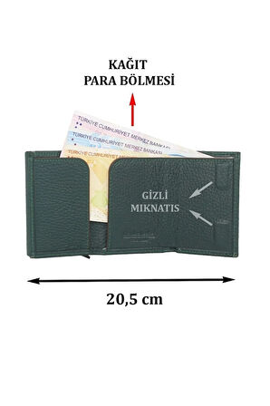 Otamatik Mekanizmalı Kartvizitlik Mıknatıslı Banknot Para Bölmeli Kartlık