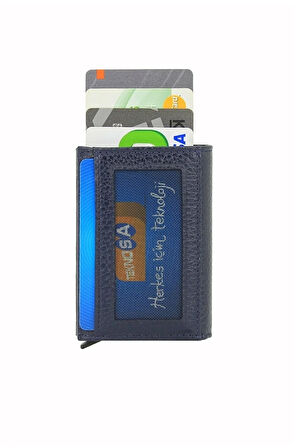 Otamatik Mekanizmalı Kartvizitlik Mıknatıslı Banknot Para Bölmeli Kartlık