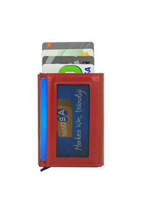 Otamatik Mekanizmalı Kartvizitlik Mıknatıslı Banknot Para Bölmeli Kartlık