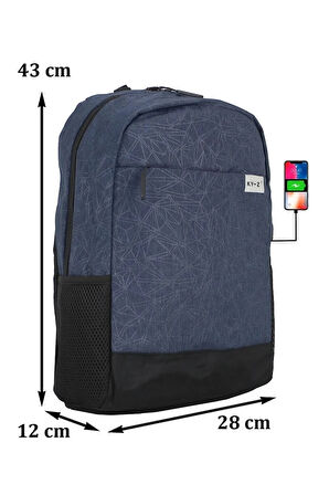Usb Çıkışlı 15,6 Inç Leptop Sırt Çantası Suya Dayanıklı Ithal Kumaş Yan Cepli