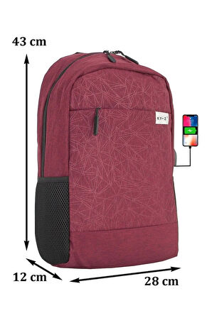 Usb Çıkışlı 15,6 Inç Leptop Sırt Çantası Suya Dayanıklı Ithal Kumaş Yan Cepli