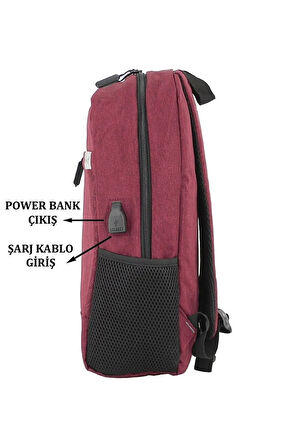 Usb Çıkışlı 15,6 Inç Leptop Sırt Çantası Suya Dayanıklı Ithal Kumaş Yan Cepli