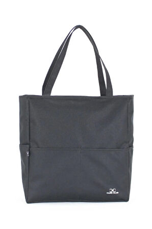 Siyah Plaj Çantası Geniş Iç Hacimli Yandan Cepli Suya Dayanıklı Yüzey