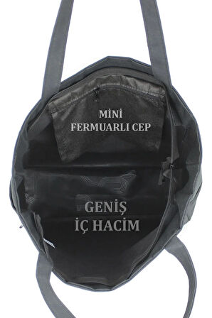 Siyah Plaj Çantası Geniş Iç Hacimli Yandan Cepli Suya Dayanıklı Yüzey