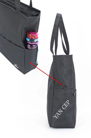 Siyah Plaj Çantası Geniş Iç Hacimli Yandan Cepli Suya Dayanıklı Yüzey