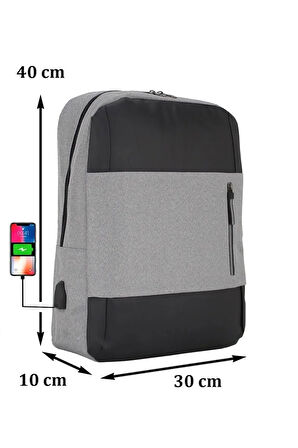 Günlük Kullanım Usb Çıkışlı Ithal Sırt Ve Laptop Çantası 14''-15,6'' Inç Yandan Cepli