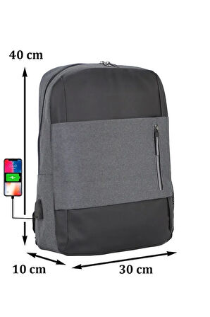 Günlük Kullanım Usb Çıkışlı Ithal Sırt Ve Laptop Çantası 14''-15,6'' Inç Yandan Cepli