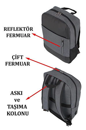Günlük Kullanım Usb Çıkışlı Ithal Sırt Ve Laptop Çantası 14''-15,6'' Inç Yandan Cepli