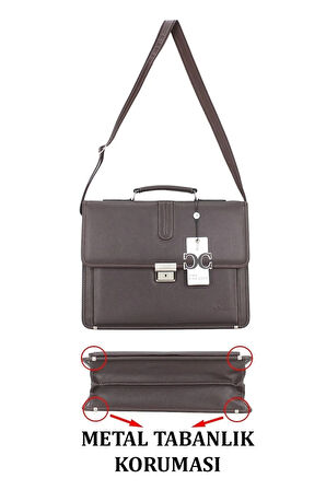 Kilitlenebilir 15.6 Inç Kahverengi Notebook Evrak Çantası