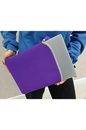 14'inç Su Geçirmez Çift Yönlü Kullanım Esnek Neopren Kumaş A4 Dosya Uyumlu Notebook Leptop Kılıfı