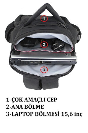 Usb Çıkışlı Laptop Sırt Çantası 15,6 Inç Darbe Dayanıklı Su Geçirmez Kumaş