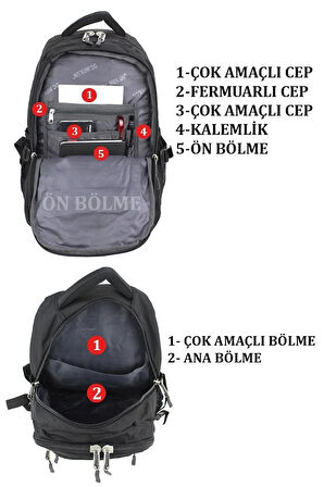 Ithal Siyah Sırt/okul Çantası Suya Dayanıklı Kumaş Ergonomik Sırt Destekli