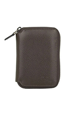 Hakiki Deri Fermuarlı Erkek Kartvizitlik Şeffaf Ehliyet Ve Kimlik Bölmeli Para Bölmeli