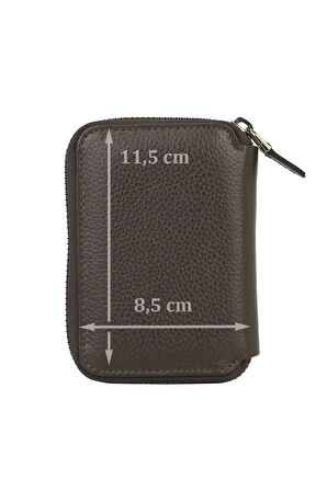 Hakiki Deri Fermuarlı Erkek Kartvizitlik Şeffaf Ehliyet Ve Kimlik Bölmeli Para Bölmeli