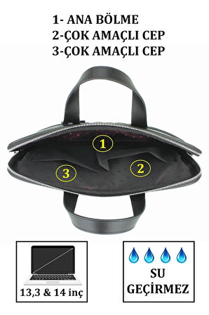 Macbook-Notebook Air Pro 13.3" & 14" Inç Slim-İnce Laptop Evrak Çantası Suya Dayanıklı Yüzey