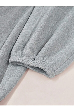 Erkek Siyah Dikey Baskılı Oversize Bisiklet Yaka Eşofman Takımı