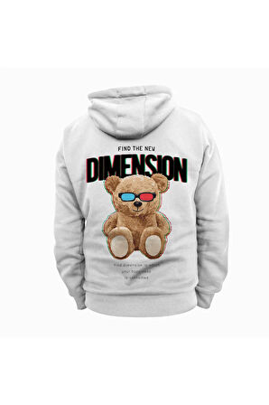 Find the New Dimension Baskılı Kapüşonlu Sweatshirt Hoodie Kalın Kumaş 3 İplik Şardonlu