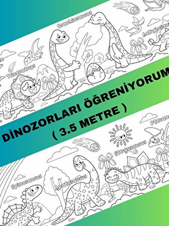 Dinozorları Öğreniyorum Eğlenceli Boyama Kağıdı – 3.5 Metre