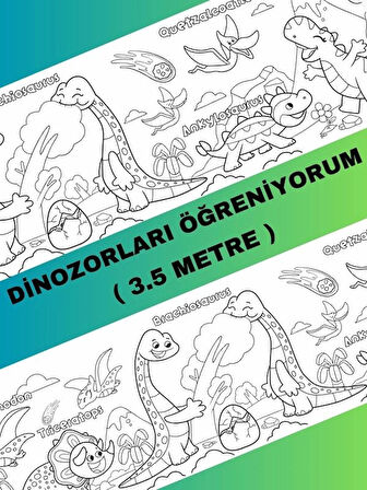 Dinozorları Öğreniyorum Eğlenceli Boyama Kağıdı – 3.5 Metre