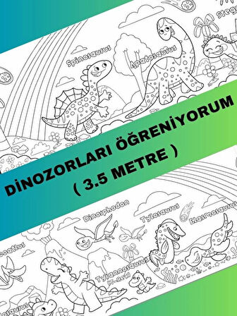 Dinozorları Öğreniyorum Eğlenceli Boyama Kağıdı – 3.5 Metre