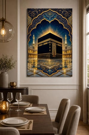 Kabe Desenli Baskılı Cam Tablo – Manevi UV Baskı Dekoratif Duvar Tablosu