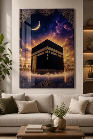 Kabe Desenli Baskılı Cam Tablo – UV Baskı Manevi Dekoratif Duvar Tablosu
